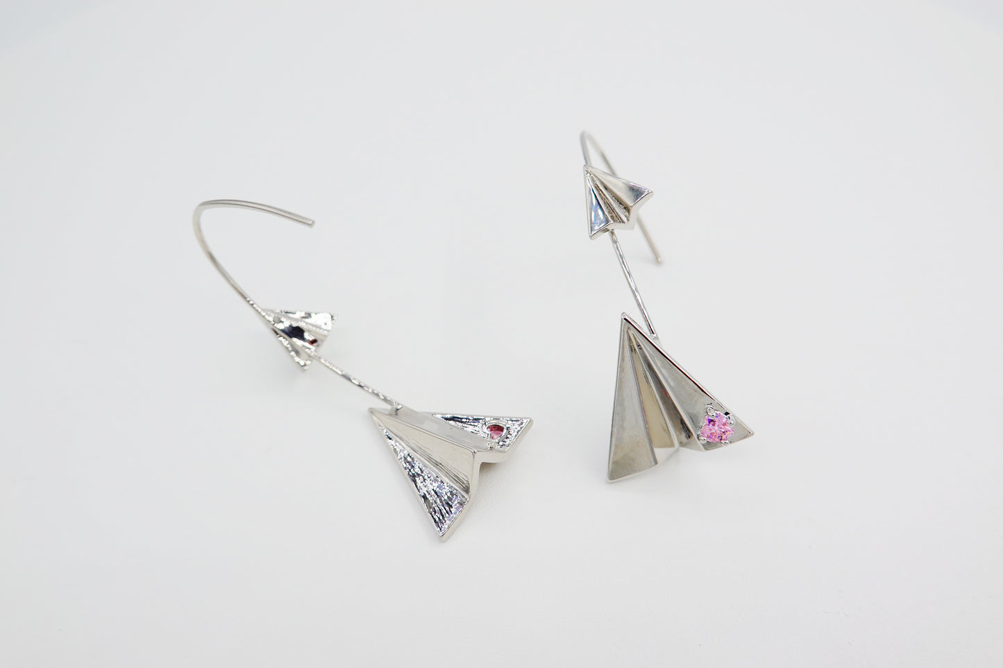 Silver Paper Jet Hook Earrings