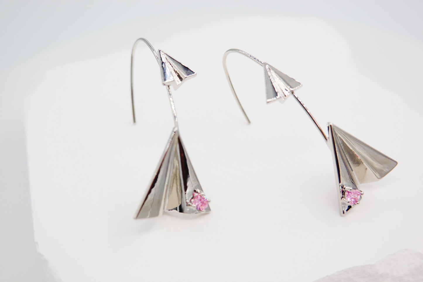 Silver Paper Jet Hook Earrings