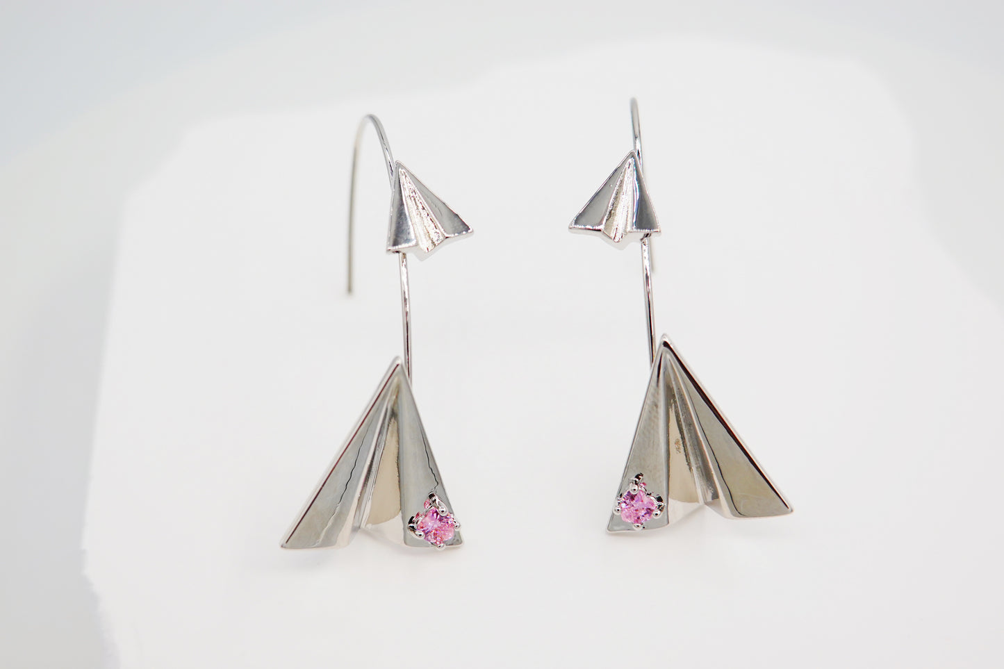 Silver Paper Jet Hook Earrings