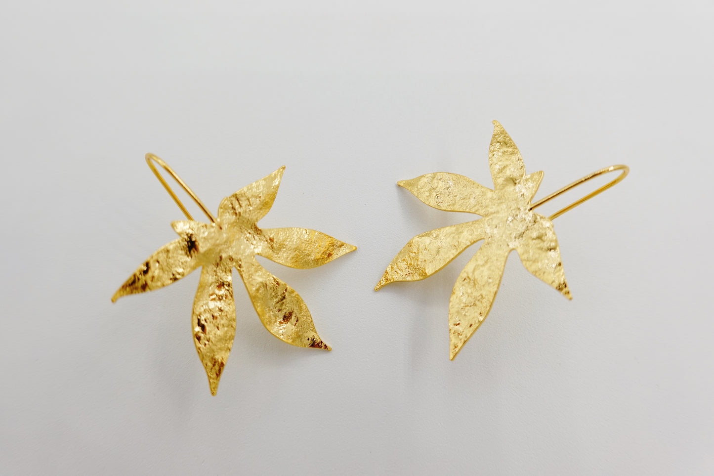 Gold Maple Leaf Hook Earrings