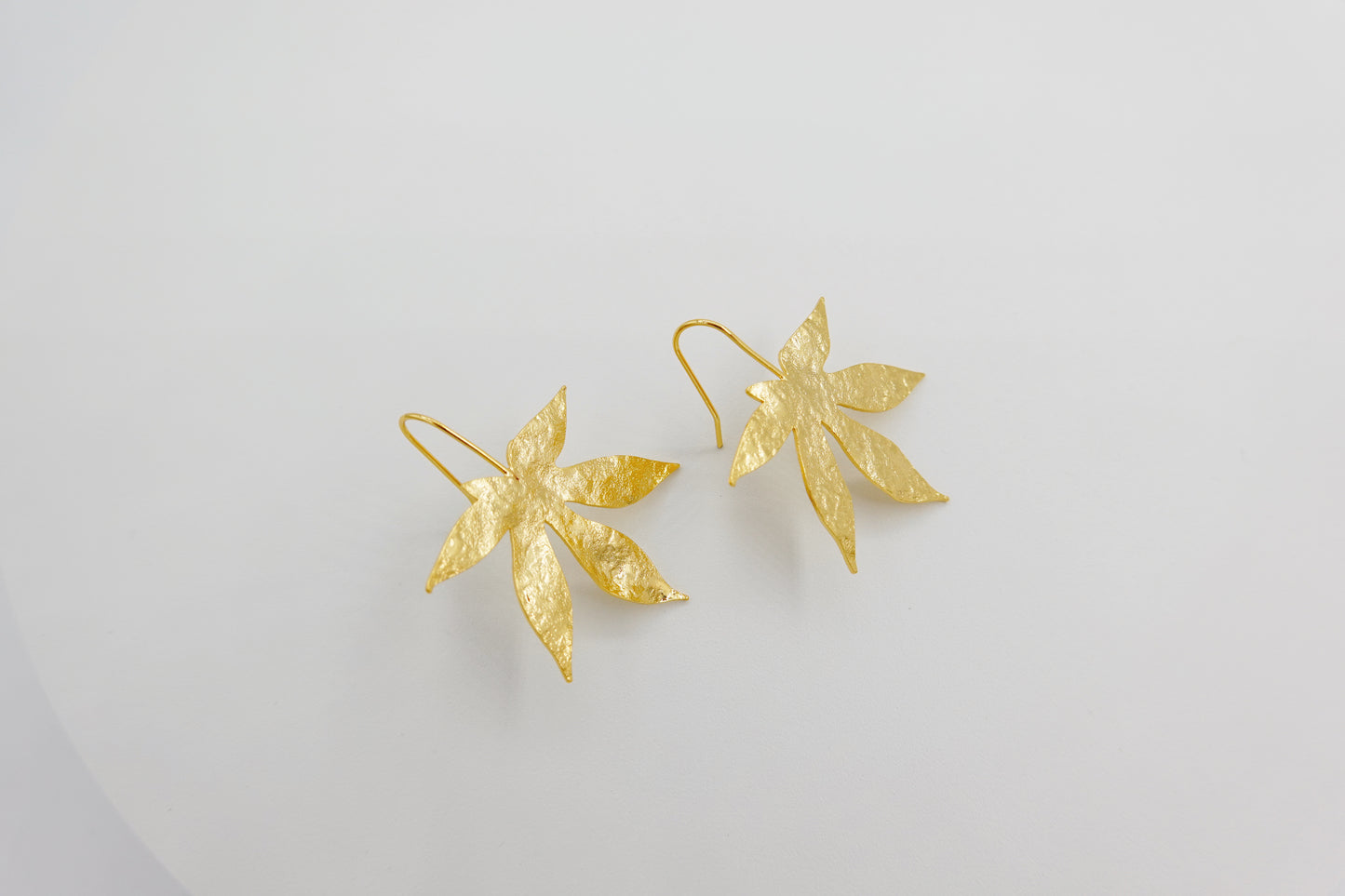 Gold Maple Leaf Hook Earrings