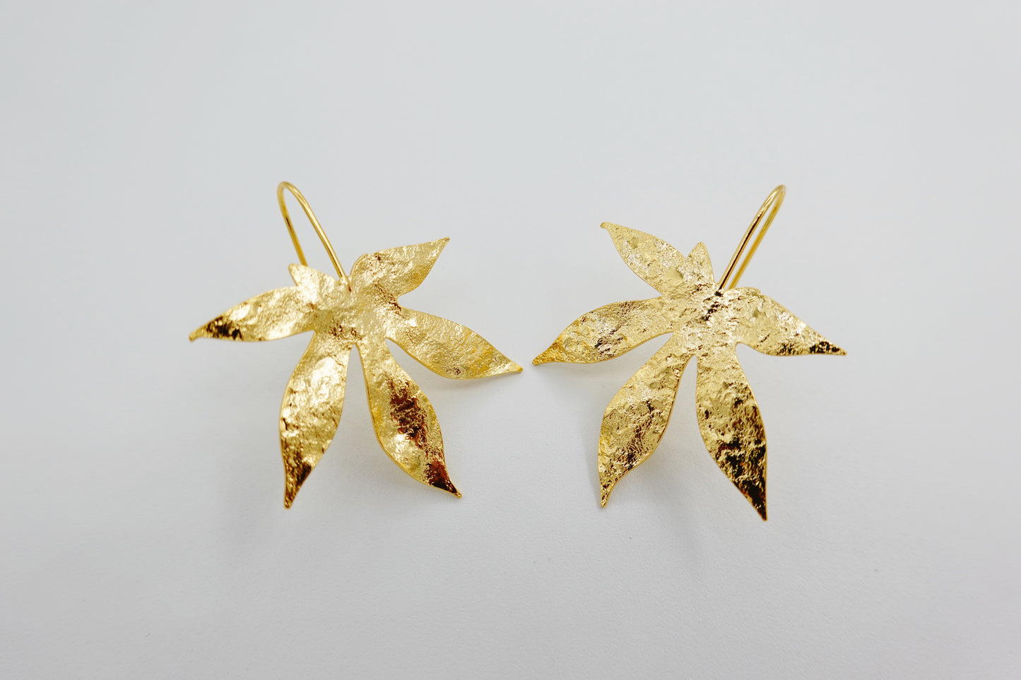 Gold Maple Leaf Hook Earrings