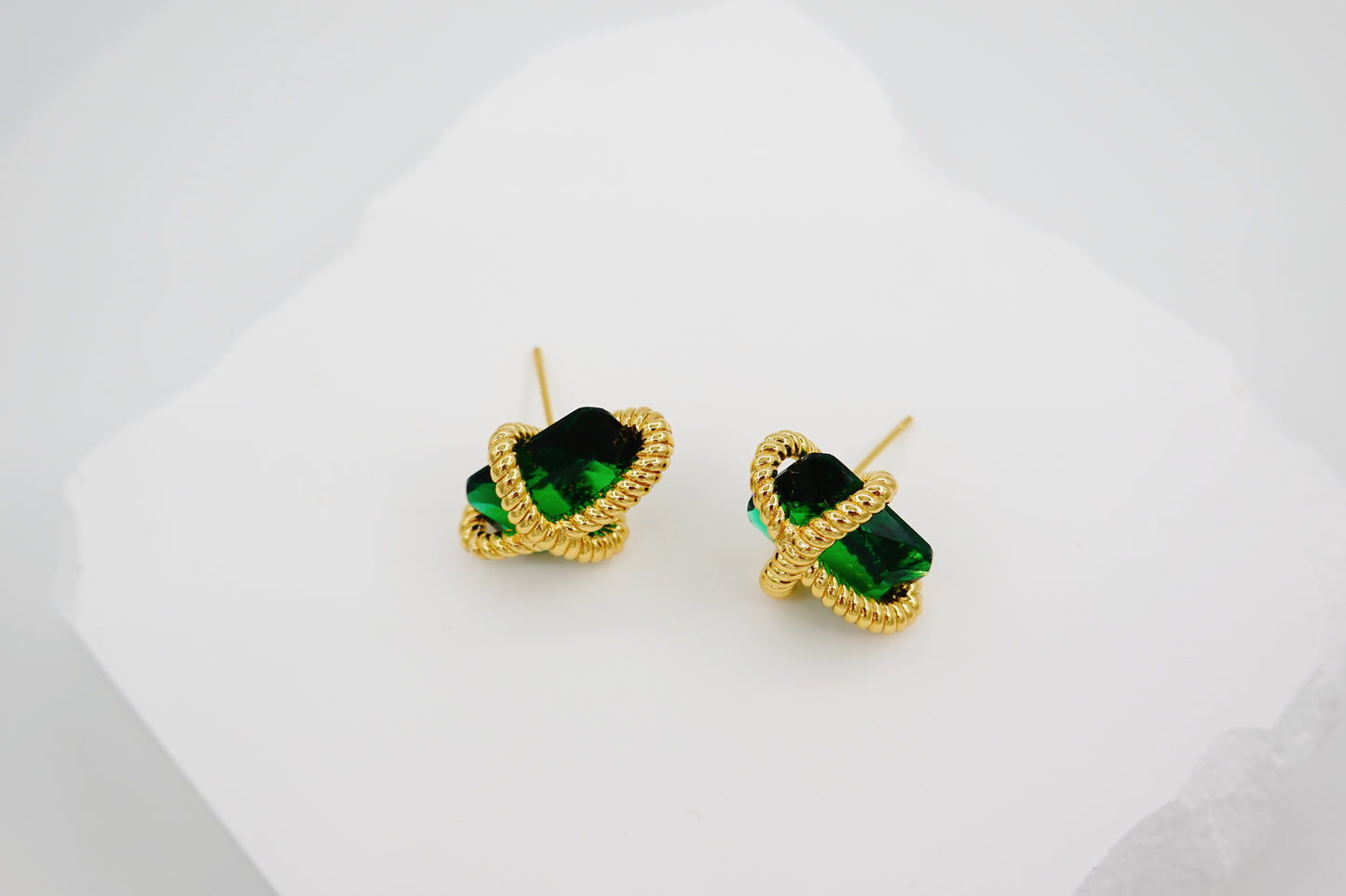 Ribbon Gem Stud Earrings