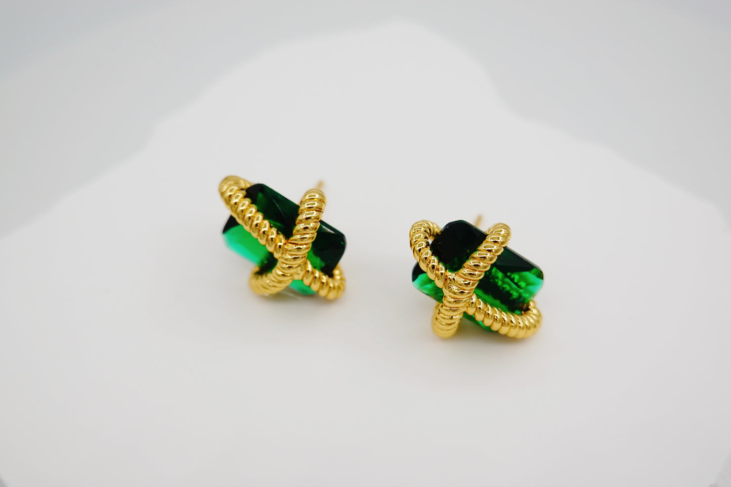 Ribbon Gem Stud Earrings