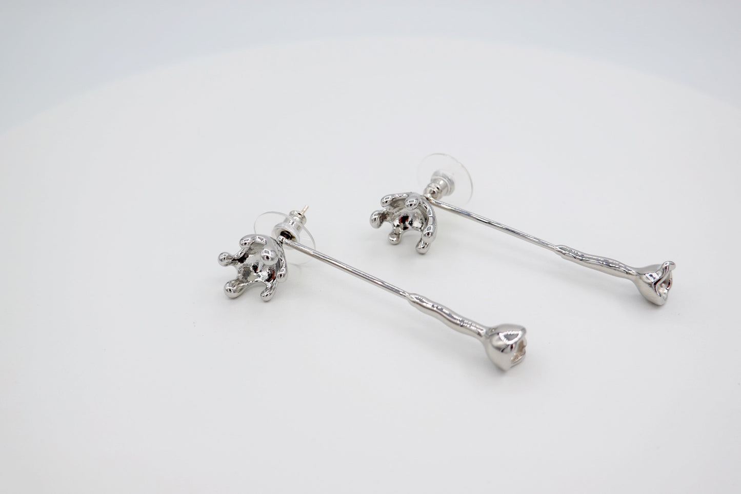 Silver Rose Twig Earrings