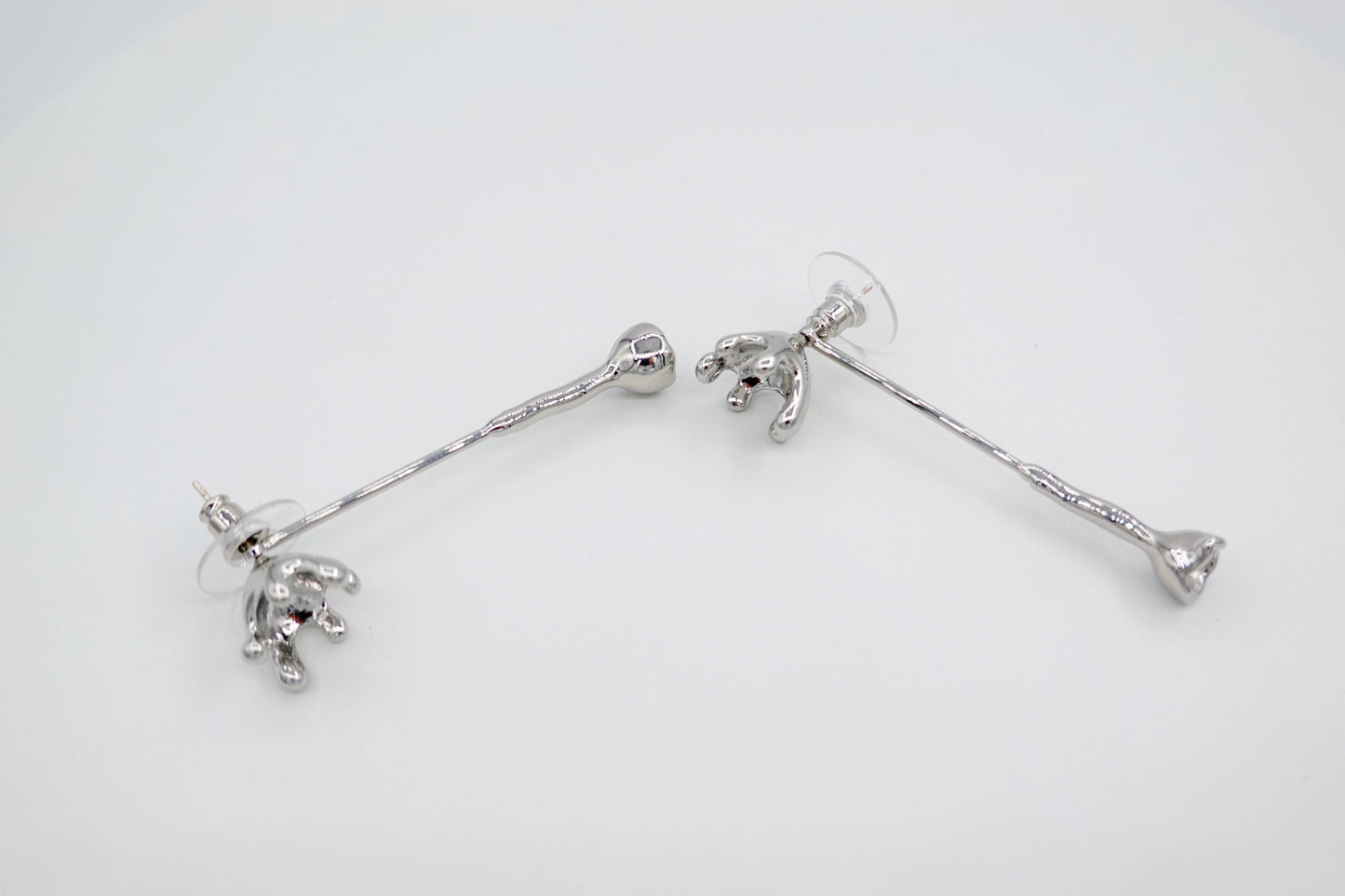 Silver Rose Twig Earrings