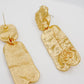 Gold Tag Brushed Metal Drop Earrings