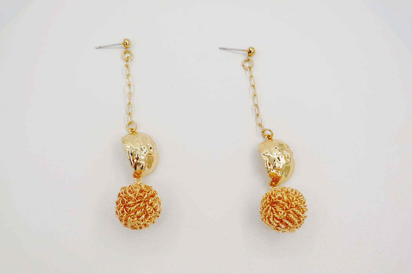 Gold Ball Dangling Drop Earrings