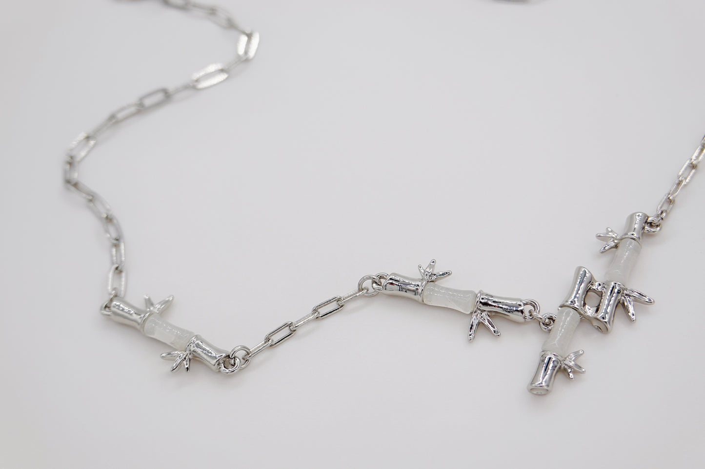 Silver Bamboo Joint Chain Necklace