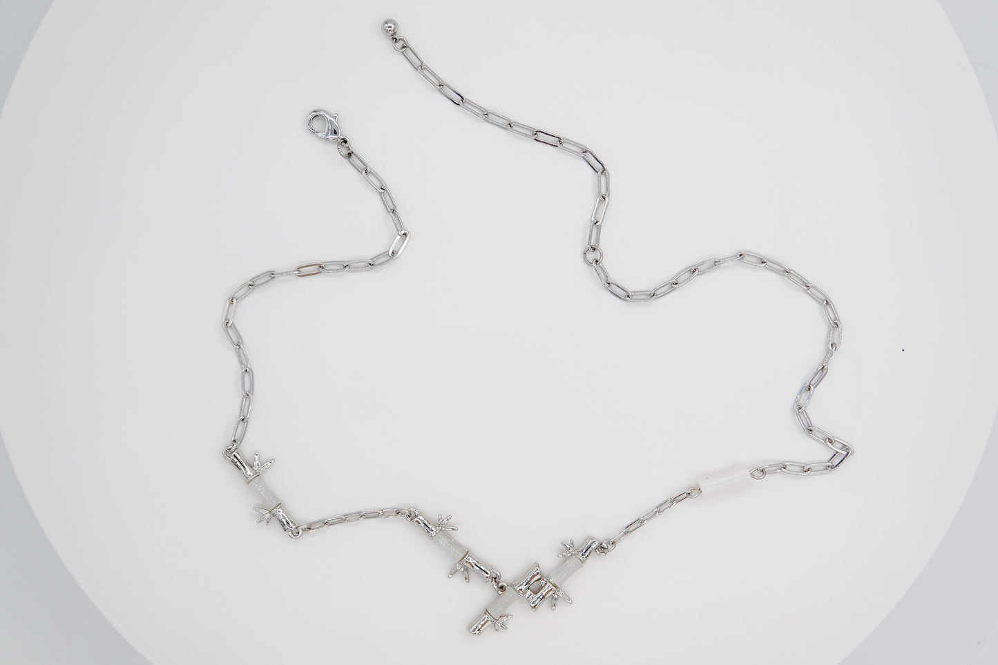 Silver Bamboo Joint Chain Necklace