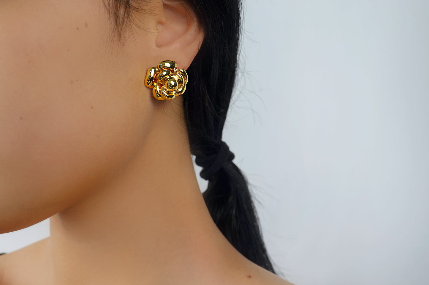 Gold Rose Stud Earrings