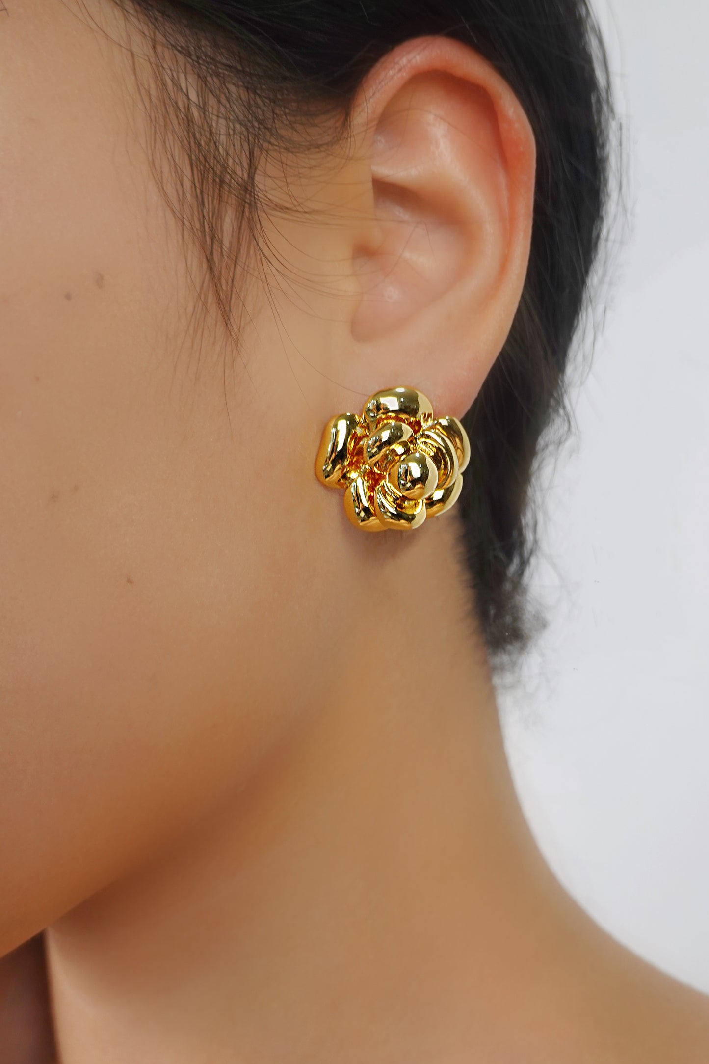 Gold Rose Stud Earrings