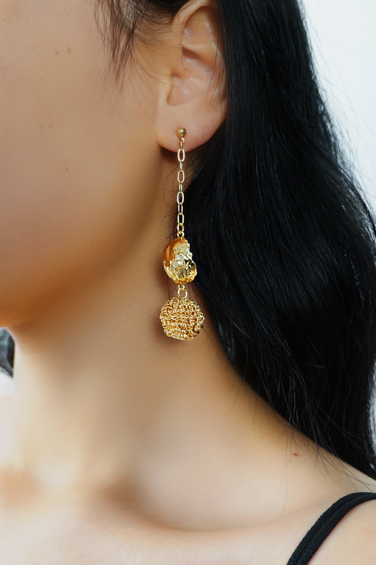 Gold Ball Dangling Drop Earrings