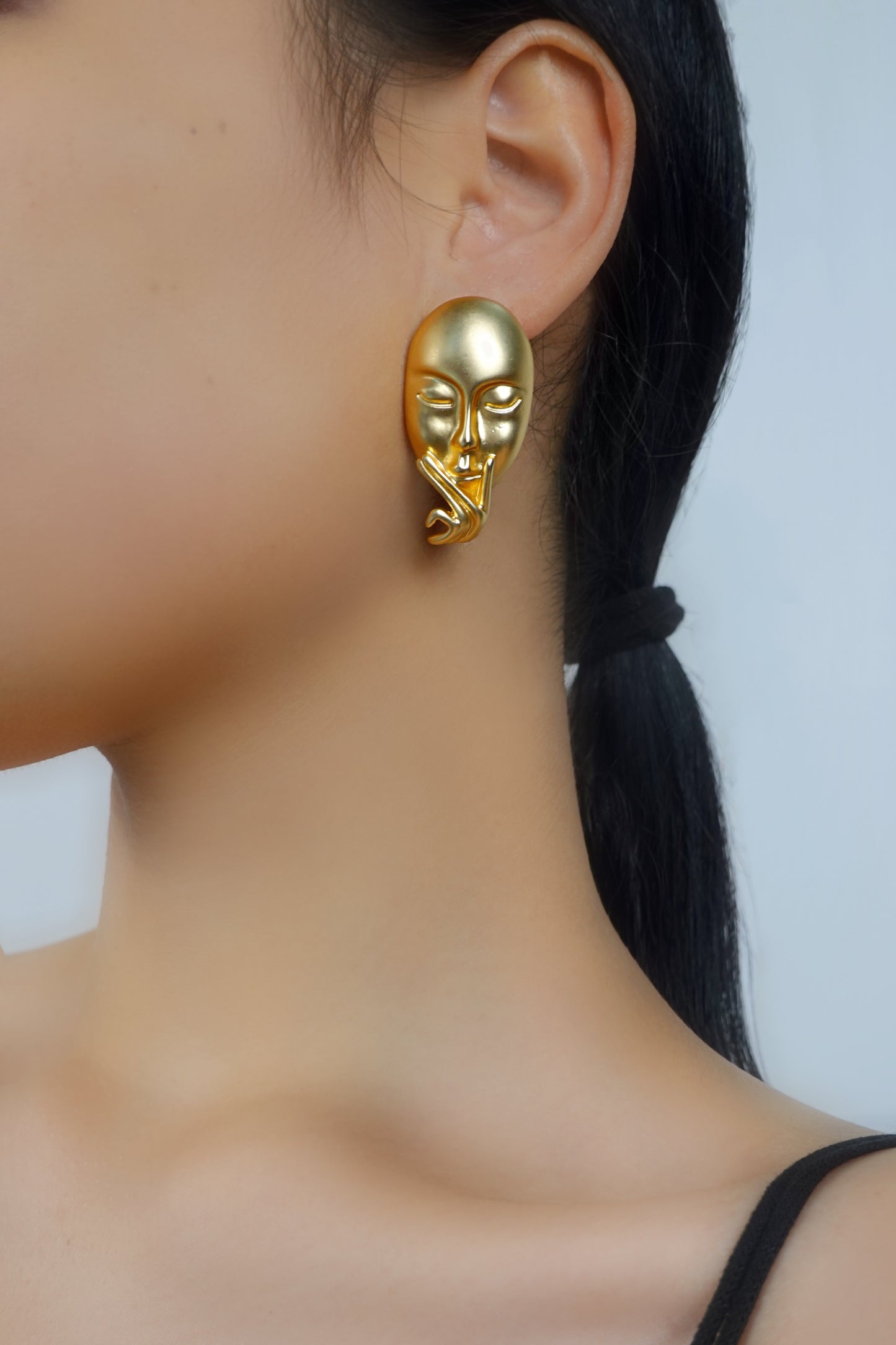 The Big Thinker Gold Stud Earrings