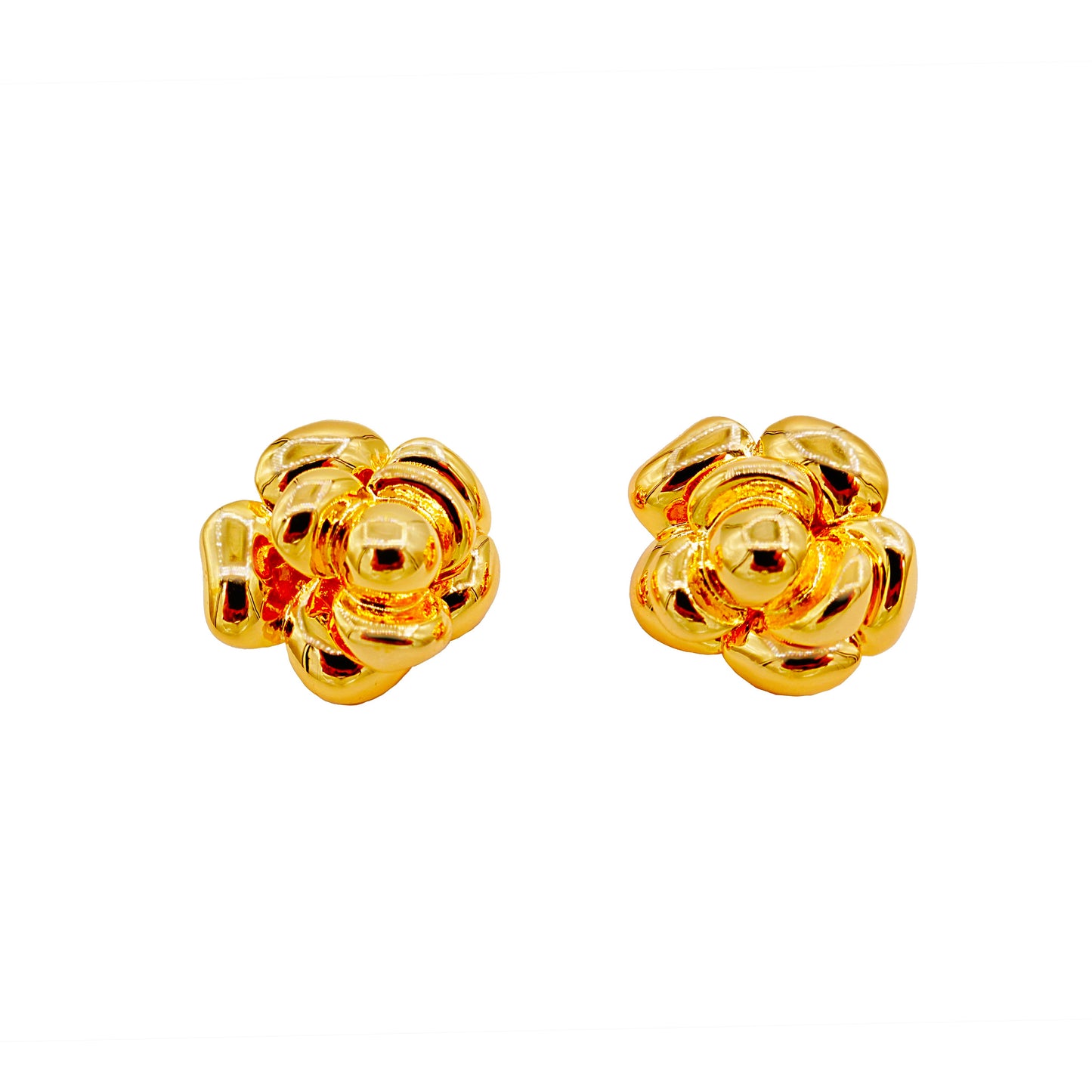 Gold Rose Stud Earrings