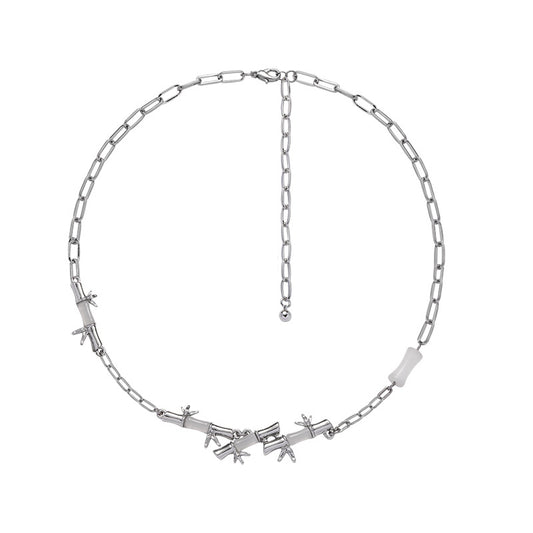 Silver Bamboo Joint Chain Necklace