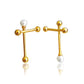 Pearl Sceptre Cross Stud Earrings