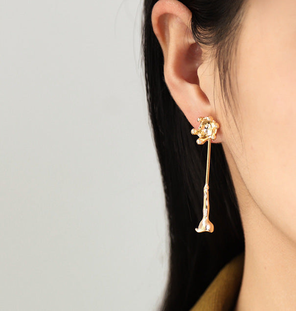 Gold Rose Twig Earrings