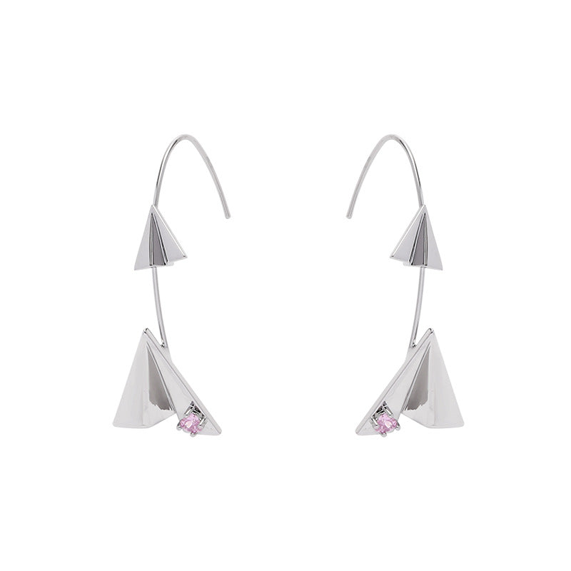 Silver Paper Jet Hook Earrings