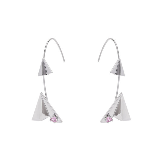 Silver Paper Jet Hook Earrings