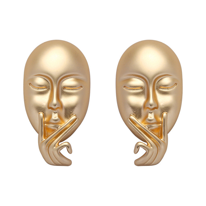 The Big Thinker Gold Stud Earrings