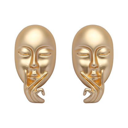 The Big Thinker Gold Stud Earrings