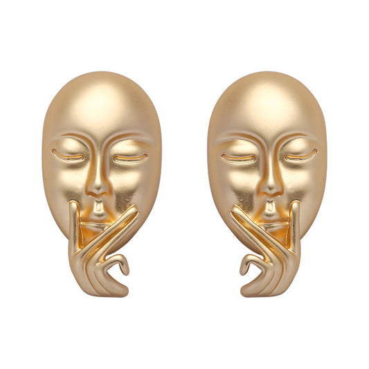 The Big Thinker Gold Stud Earrings