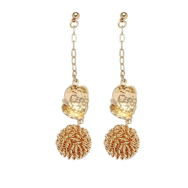 Gold Ball Dangling Drop Earrings